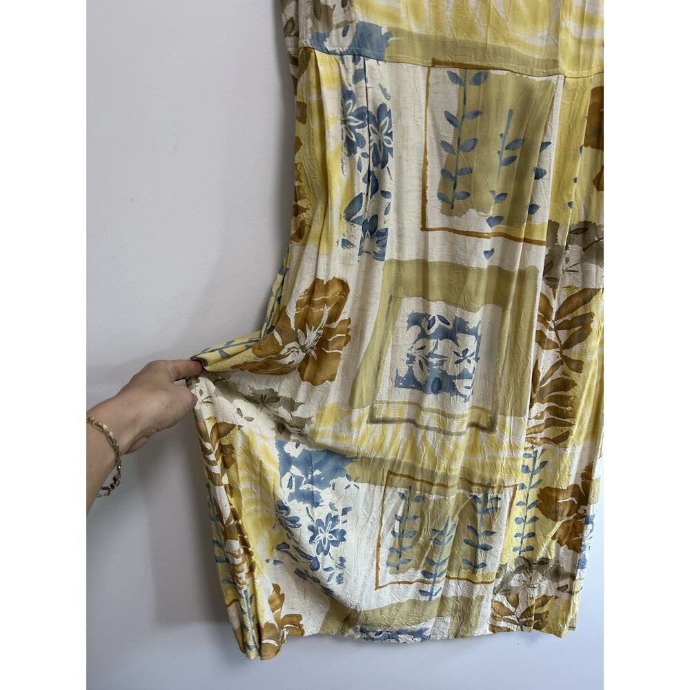 Jams World Vintage Empire waist Midi Dress Size S Yellow Hawaiian Floral - Picture 2 of 10